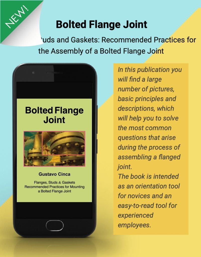 La imagen muestra la portada y una reseña del Libro Bolted flange joint