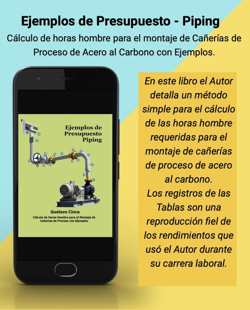 La imagen muestra la portada y una reseña corta del Libro Ejemplos de Presupuesto - Piping