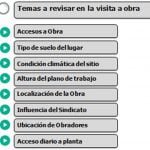La imagen muestra un listado de las tareas a ejecutar en una visita a Obra